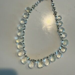 Silver Crystal Necklace with Toggle Clasp